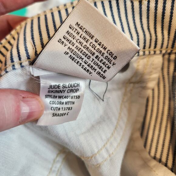 Hudson Jeans Jude Slouch Skinny Crop Distressed Striped Denim Size 25 - Picture 6 of 6